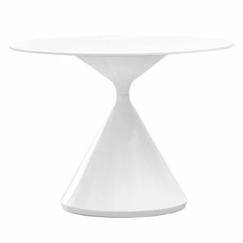 Étkezőasztal, világos márvány/fehér, átmérő 100 cm, VALER TYP 2 | Fehér | Kő