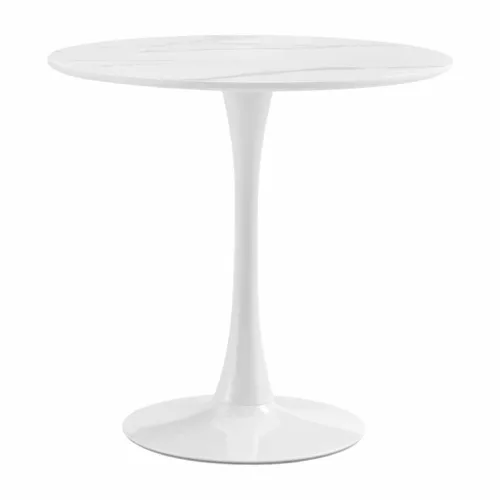 Étkezőasztal, világos márvány/fehér, átmérő 80 cm, LORIAN | Fehér | Kő