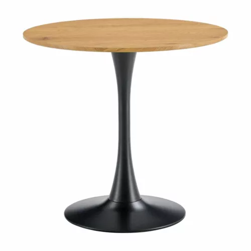 Étkezőasztal, tölgy/fekete, átmérő 80 cm, REVENTON NEW | Barna | Fém