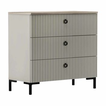   Komód, szürkésbarna Taupe/silverjack tölgy, DOMCA 3S | Szürke | Faforgács