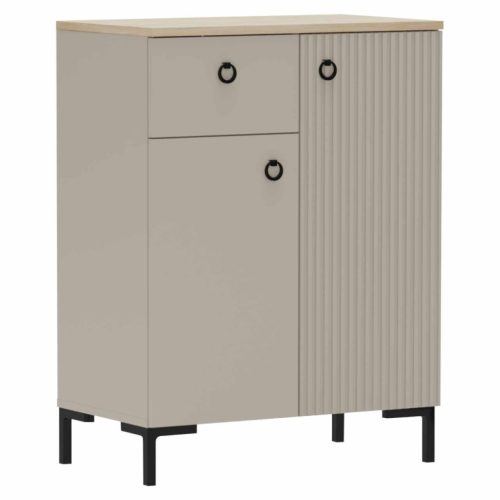 Komód, szürkésbarna Taupe/silverjack tölgy, DOMCA 2D1S | Szürke | Faforgács