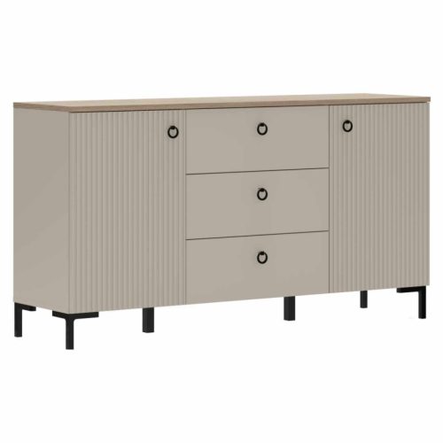 Komód, szürkésbarna Taupe/silverjack tölgy, DOMCA 2D3S | Szürke | Faforgács