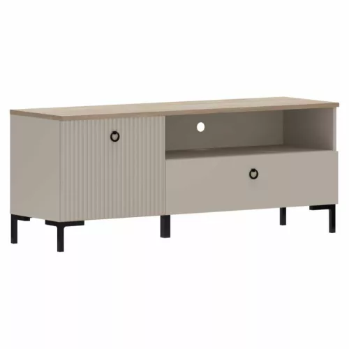TV-állvány, szürkésbarna Taupe/silverjack tölgy, DOMCA 1K1S | Szürke | Faforgács