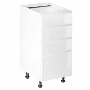   Alsószekrény, fehér/fehér extra magasfényű HG, AURORA D40S4 | Fehér | Faforgács