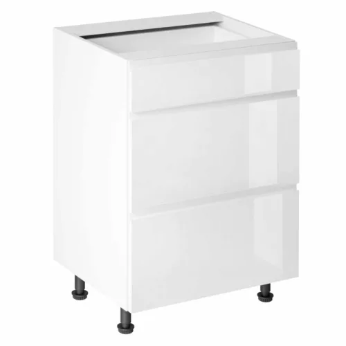 Alsószekrény, fehér/fehér extra magasfényű HG, AURORA D60S3 | Fehér