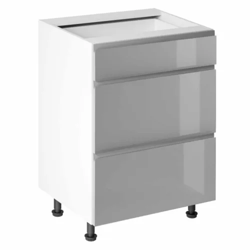 Alsószekrény, fehér/szürke extra magasfényű HG, AURORA D60S3 | Fehér | Faforgács