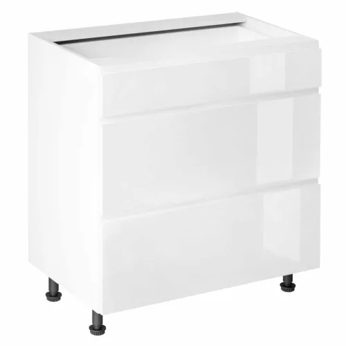 Alsószekrény, fehér/fehér extra magasfényű HG, AURORA D80S3 | Fehér | Faforgács