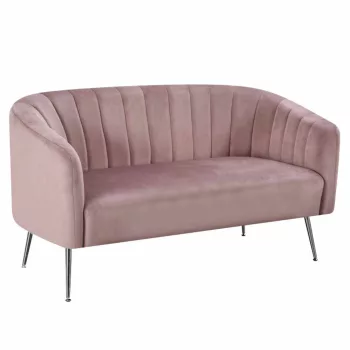   Design kétszemélyes kanapé, rózsaszín Velvet szövet/króm-ezüst, BAGY | Rózsaszín | Szövet