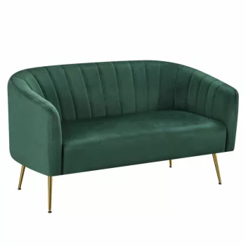   Design kétszemélyes kanapé, sötétzöld Velvet szövet/gold króm-arany, BAGY | Arany | Szövet