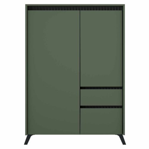 Komód, smoke zöld/fekete, LONGY REG2D1S1K | Zöld | DTD