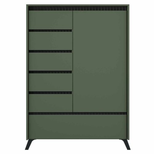 Komód, smoke zöld/fekete, LONGY REG1D5S1K | Zöld | DTD