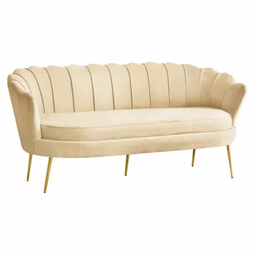 Luxus kanapé, 3 személyes, bézs Velvet szövet/arany, Art-deco, NOBLEO TYP 2 | Bézs | Szövet