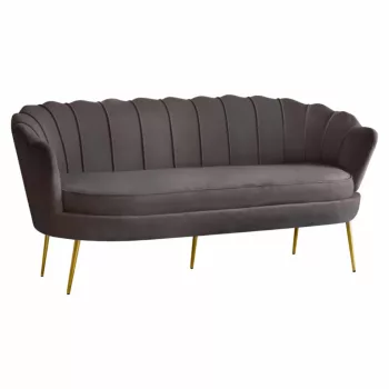   Luxus kanapé, 3 személyes, szürkésbarna Velvet szövet/arany, Art-deco, NOBLEO TYP 2 | Szürke | Szövet