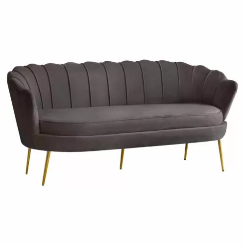 Luxus kanapé, 3 személyes, szürkésbarna Velvet szövet/arany, Art-deco, NOBLEO TYP 2 | Szürke | Szövet