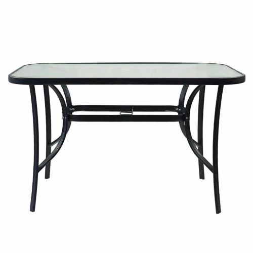 Étkezőasztal, fekete acél/edzett üveg, DEMAT NEW | Fekete | Üveg