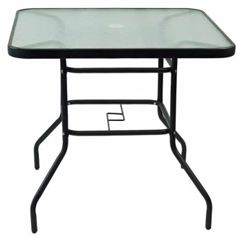   Étkezőasztal, fekete acél/edzett üveg, DEMAT NEW TYP 2 | Fekete | Üveg