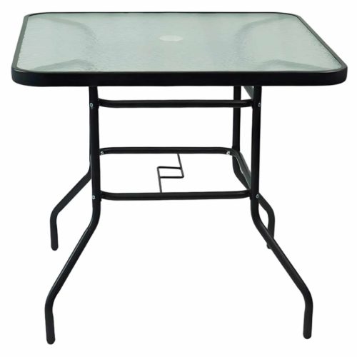Étkezőasztal, fekete acél/edzett üveg, DEMAT NEW TYP 2 | Fekete | Üveg