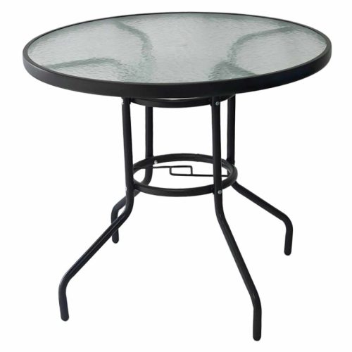 Étkezőasztal, fekete acél/edzett üveg, BORGEN NEW TYP 2 | Fekete | Üveg