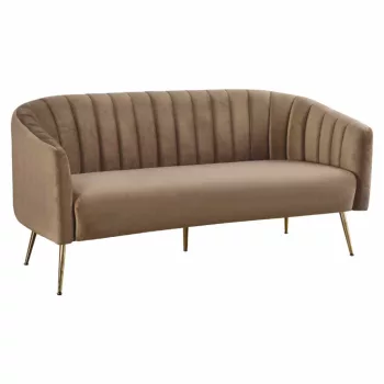   Design 3-as ülés kanapé, barna bársony szövet/arany króm-arany, BAGY | Barna | Szövet