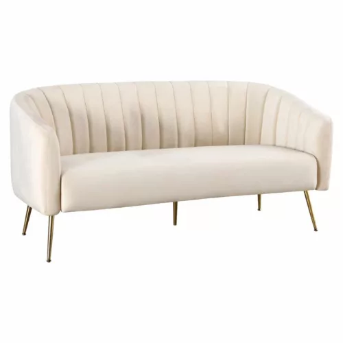 Design 3-as ülés kanapé, bézs Velvet szövet/gold króm-arany, BAGY | Bézs | Szövet