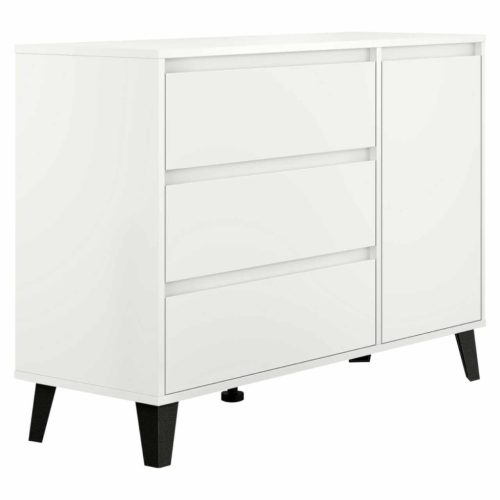 Komód, fehér, BOGAN NEW 1D3S | Fehér | Faforgács