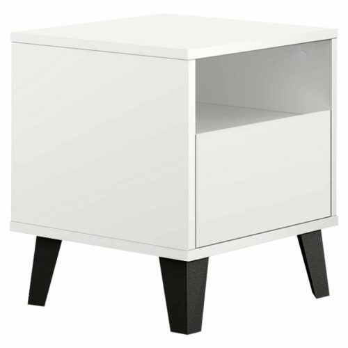 Éjjeliszekrény, fehér, BOGAN NEW 1S | Fehér | Faforgács