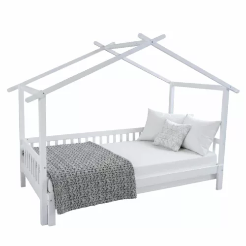 Montessori ágy pótággyal, fehér, 90x200, KESIO | Fehér | Fenyő