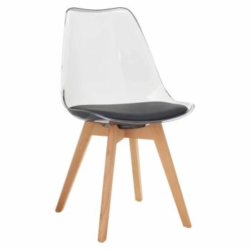   Szék, átlátszó fekete, akril/ekobőr/bükk, BALI 3 NEW | Fekete | Akril