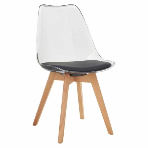 Szék, átlátszó fekete, akril/ekobőr/bükk, BALI 3 NEW | Fekete | Akril