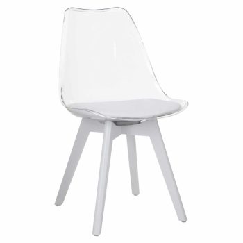   Szék, átlátszó fehér, akril/ekobőr/fehér, BALI 3 NEW | Átlátszó | Akril