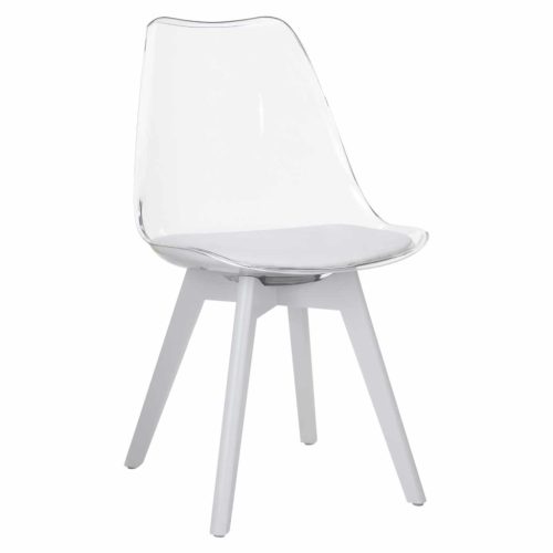 Szék, átlátszó fehér, akril/ekobőr/fehér, BALI 3 NEW | Átlátszó | Akril