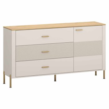 Komód, kasmír/kő tölgy, RUNOL 1D3S | Bézs | DTD