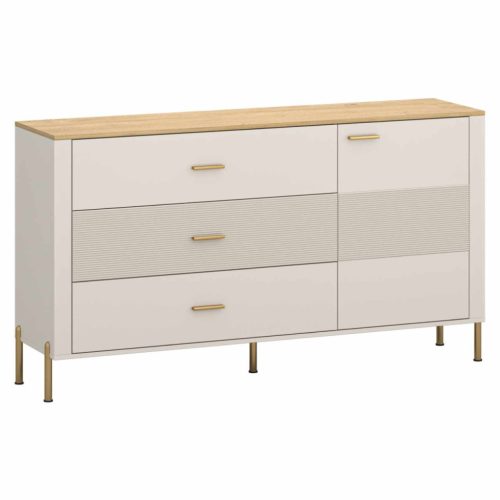 Komód, kasmír/kő tölgy, RUNOL 1D3S | Bézs | DTD