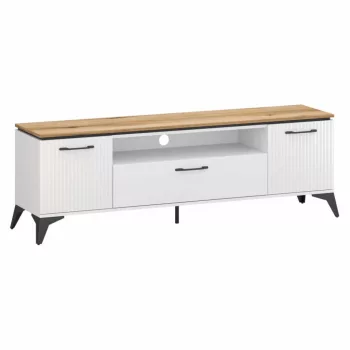   TV szekrény, fehér/evoke tölgy, VELIS 2D1S/170 | Fehér | DTD