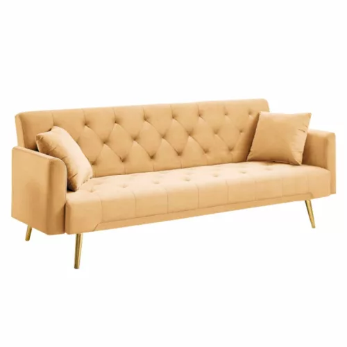 Kihúzható kanapé, mustárszínű/gold króm-arany, ALISIA | Sárga | Szövet