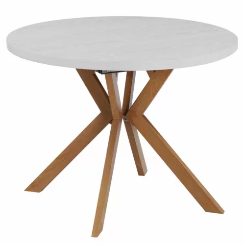 Kihúzható étkezőasztal, fehér/tölgy, 100-250x75,5 cm, LUKOS | Fehér | MDF