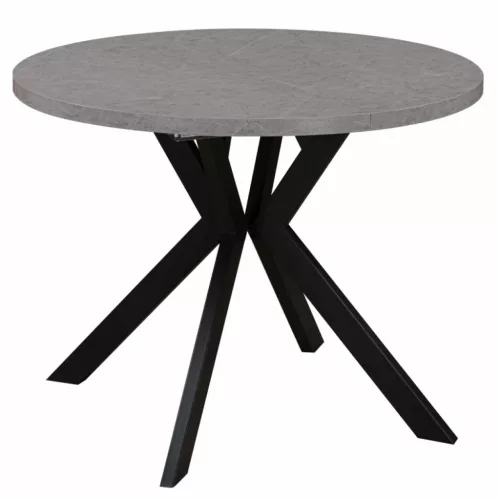 Kihúzható étkezőasztal, világos beton/fekete, 100-250x75,5 cm, LUKOS | Szürke | MDF