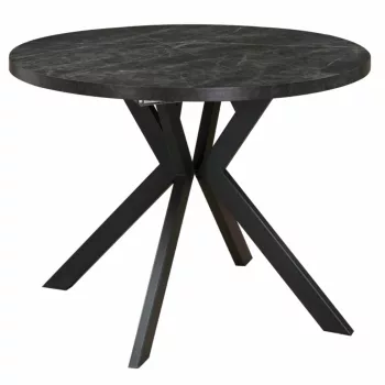   Kihúzható étkezőasztal, sötét beton/fekete, 100-250x75,5 cm, LUKOS | Szürke | MDF