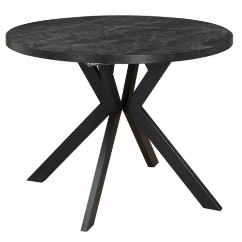 Kihúzható étkezőasztal, sötét beton/fekete, 100-250x75,5 cm, LUKOS | Szürke | MDF