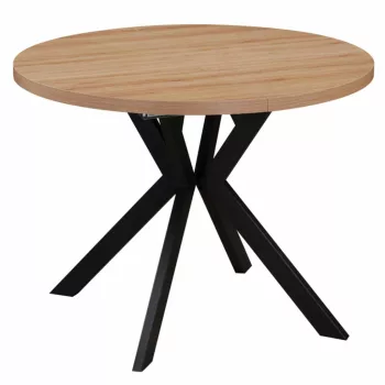   Kihúzható étkezőasztal, világos tölgy/fekete, 100-250x75,5 cm, LUKOS | Barna | MDF