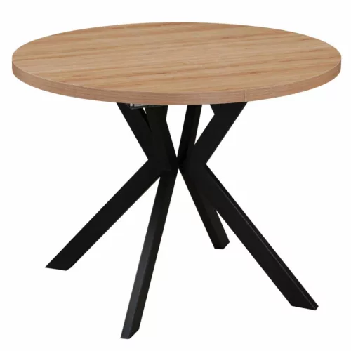 Kihúzható étkezőasztal, világos tölgy/fekete, 100-250x75,5 cm, LUKOS | Barna | MDF