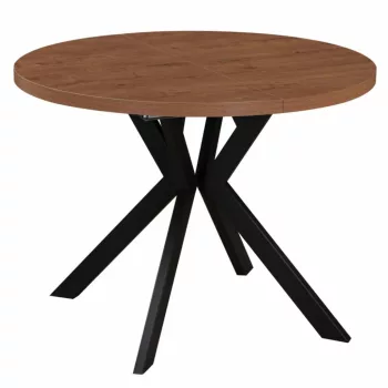   Kihúzható étkezőasztal, sötét tölgy/fekete, 100-250x75,5 cm, LUKOS | Barna | MDF
