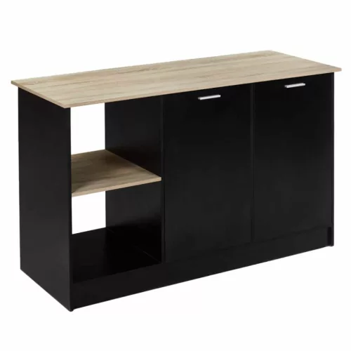 Konyhasziget, 150x60 cm, tölgy/fekete, POMPEJ | Barna | MDF