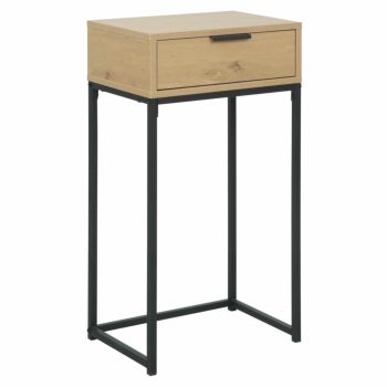   Kisasztal fiókkal, tölgy/fekete, LERTOS | Barna | Melamin bevonatú forgácslap