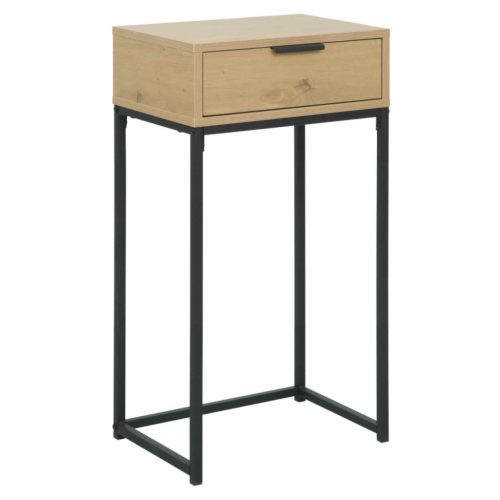 Kisasztal fiókkal, tölgy/fekete, LERTOS | Barna | Melamin bevonatú forgácslap