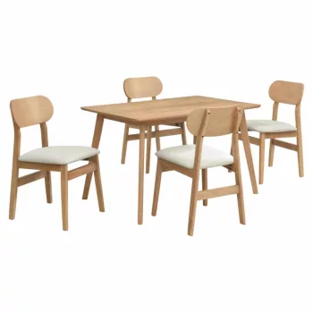   Étkezőgarnitúra 1+4, természetes tölgy/bézs, FALEN | Barna | Masszív