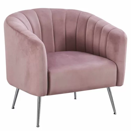 Design fotel, rózsaszín Velvet szövet/króm-ezüst, BAGY | Rózsaszín | Szövet
