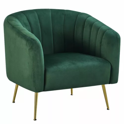 Design fotel, sötétzöld Velvet szövet/gold króm-arany, BAGY | Zöld | Szövet
