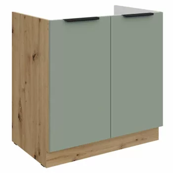   Mosogató szekrény, aquamarine/artisan tölgy, ARSANY 80 ZL 2F BB | Zöld | Faforgács
