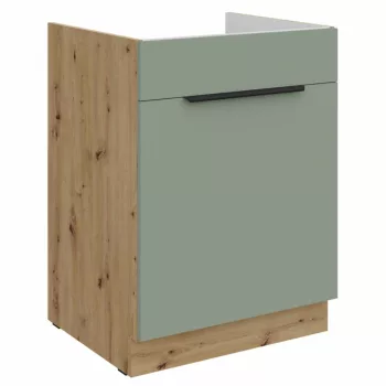   Mosogató szekrény, aquamarine/artisan tölgy, ARSANY 60 ZL 1S BB | Barna | Faforgács